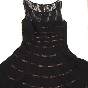 JS Collection Black sheer lace cocktail dress